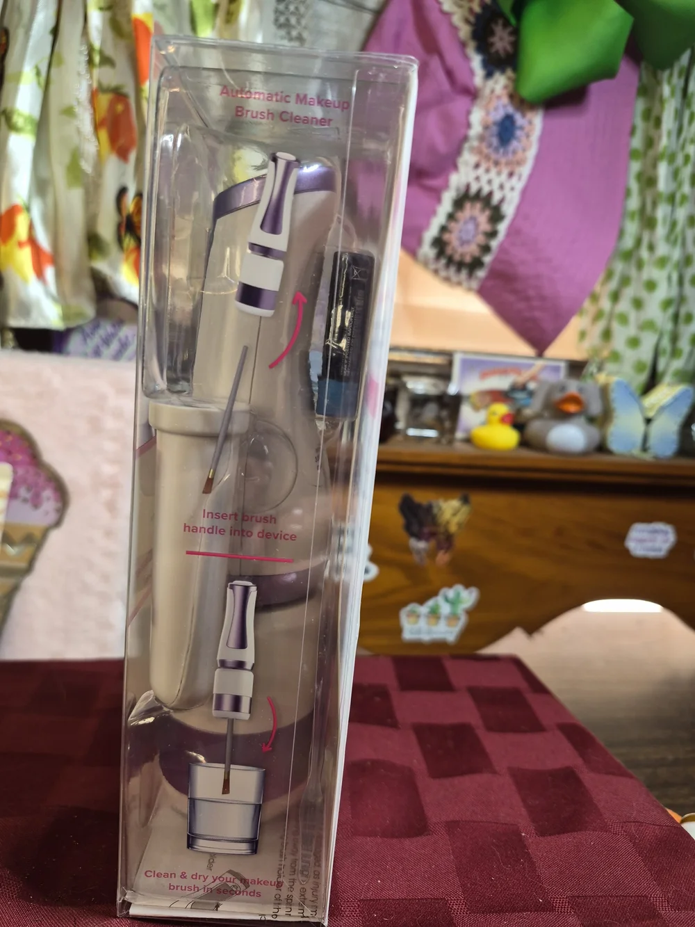 NEW Plum Beauty Automatic Makeup Brush Cleaner - Purple/White